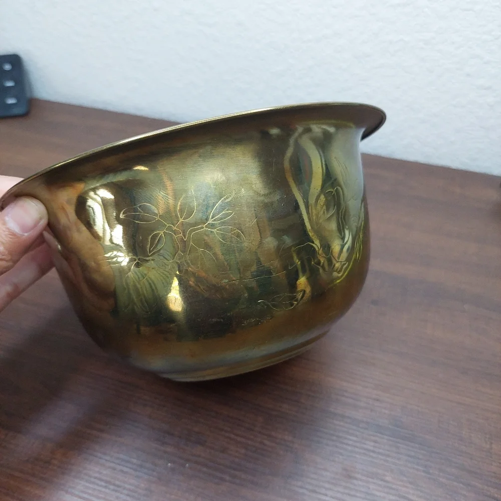 Vintage Solid Brass Bowl Floral‎